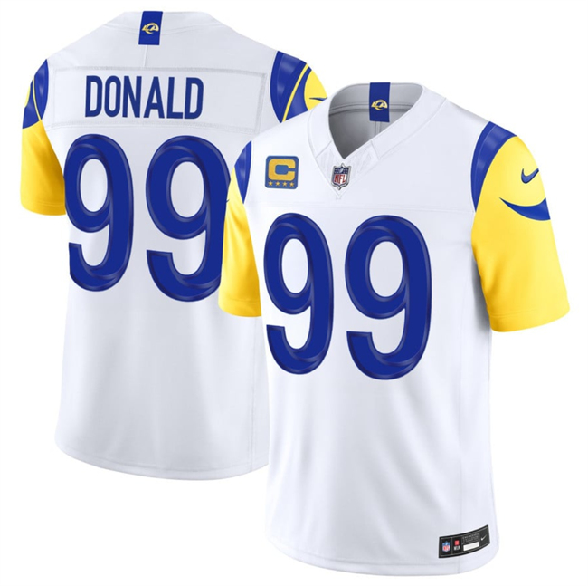 Men's White Los Angeles Rams #99 Aaron Donald 2026 F.U.S.E. 4- Star C Patch Vapor Limited Stitched Football Jersey